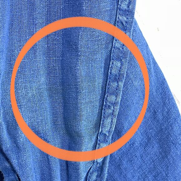 ZARA Button Up Shirt Mens Size M Blue Long Sleeves Minimalist DISCOLORATION - Picture 4 of 9